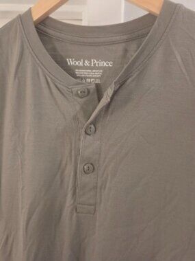 Wool & Prince Men's Olive Green Merino Wool Blend Henley Performance Shirt (S)